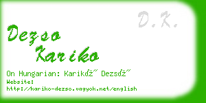 dezso kariko business card